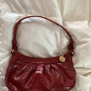 Brahmin Red Croc Embossed Hobo Bag